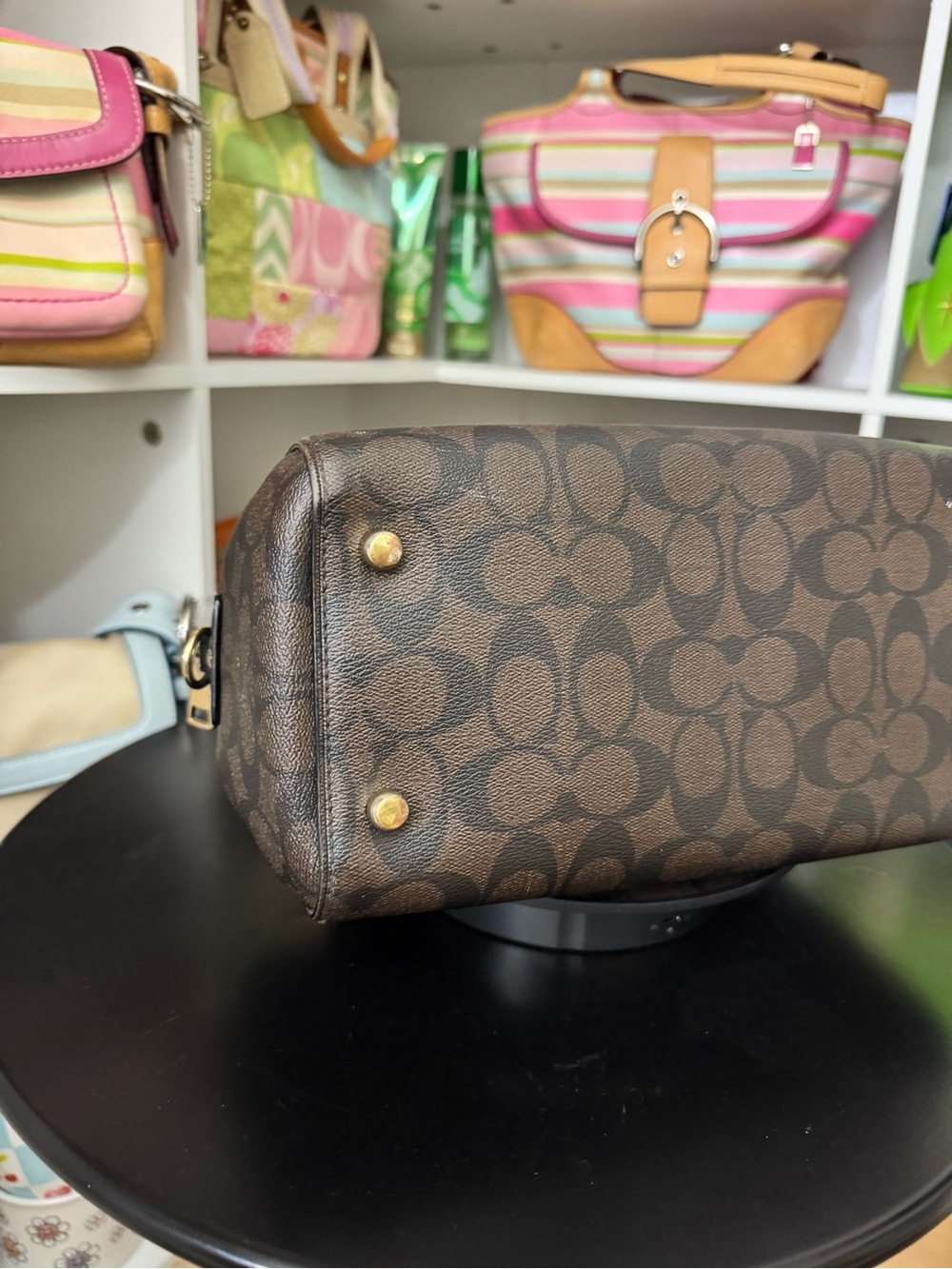 Coach Brown Signature Rowan Satchel - Picture 6 of 10